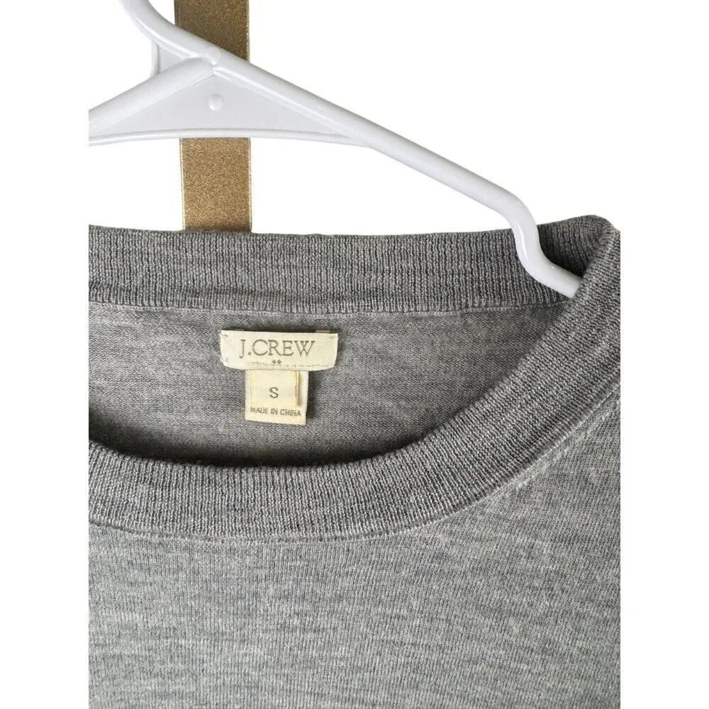 J. Crew Women's Gray Merino Wool Lightweight Crewneck Sweater Size S EUC